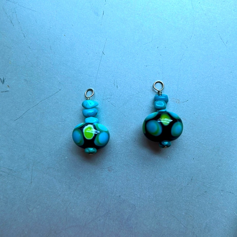 Turquoise & lampwork bead earrings